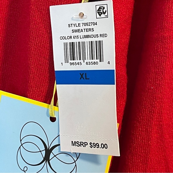 CeCe Womens Ruffled Sweater dress Luminous Red XL - Picture 9 of 11